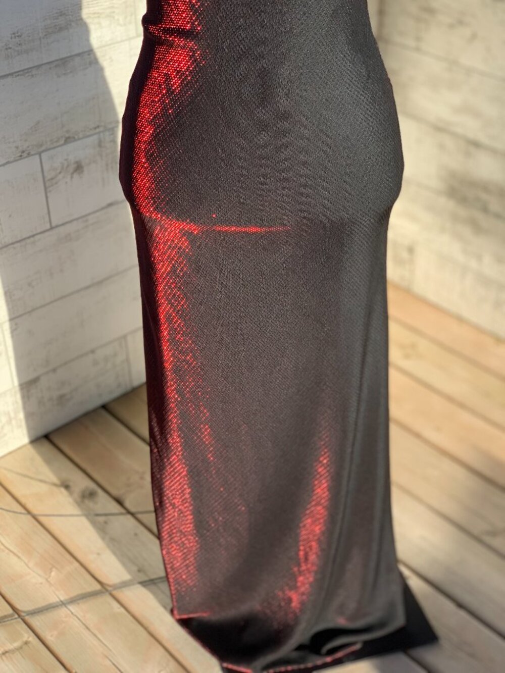 Vintage 90s Maxi Slip Dress 4 Black Red Iridescent Shimmer Prom Formal Glam Y2K - Picture 3 of 16